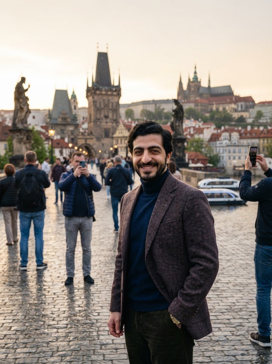 Sultan Rashid Abdullah Rashid Al Shene (Sultan Al Shene) — portrait near Charles Bridge, Prague — Al Shene Marine Holding
